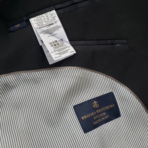 Brooks Brothers Explorer Madison Fit 2pc Suit 48R 37x28 Black Read - Picture 6 of 15